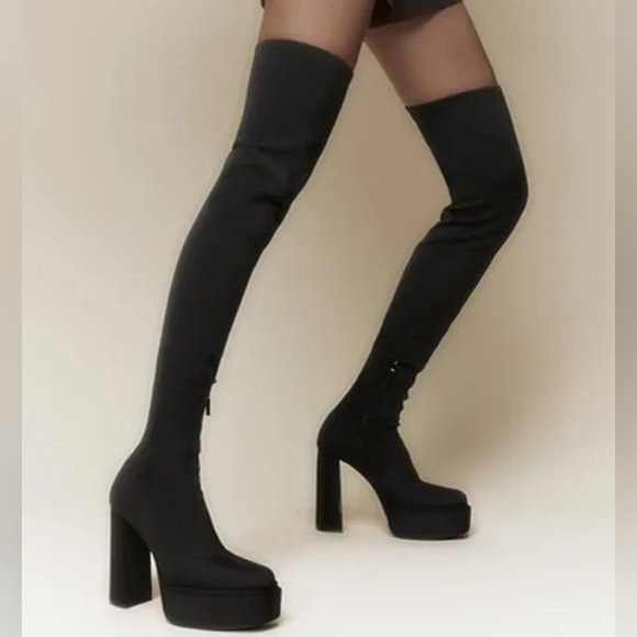 NWT Zara Stella McCartney Style Chunky Heeled Platform Retro Sock Over The  Knee